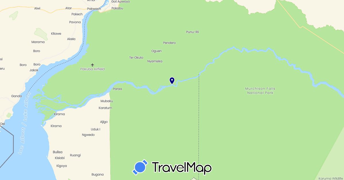 TravelMap itinerary: driving in Uganda (Africa)